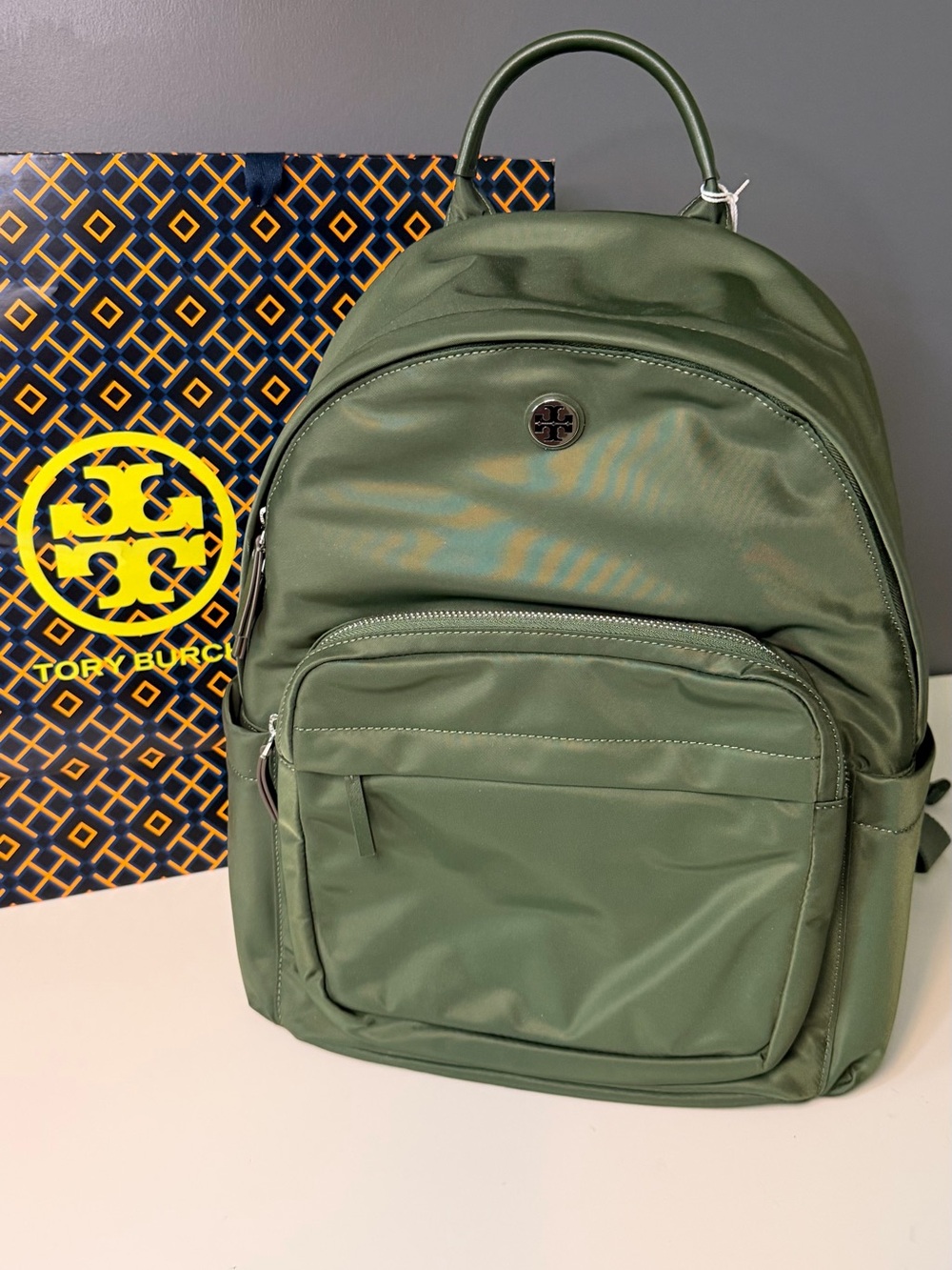 NWT - Tory Burch Olive Green Nylon Backpack - Sleek Everyday Bag